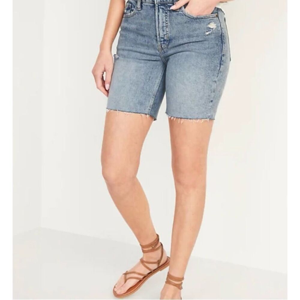 Womens Old Navy High-Waisted O.G. Straight Cut-Off Denim Jean Shorts - Sz 18